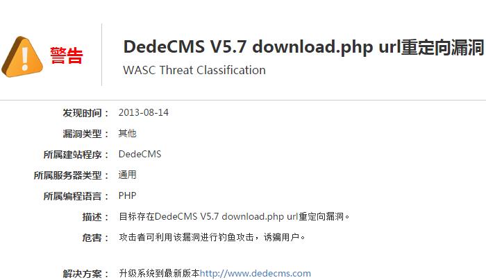 DedeCMS V5.7 download.php url重定向漏洞